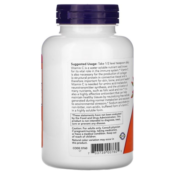 Вітаміни та мінерали NOW Sodium Ascorbate, 227 грам