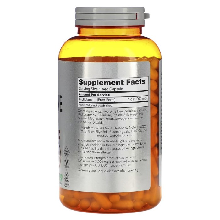 Амінокислота NOW L-Glutamine 1000 mg, 240 капсул