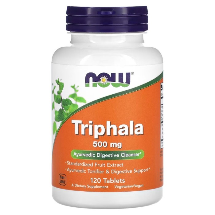 Натуральна добавка NOW Triphala 500 mg, 120 таблеток