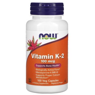 Вітаміни та мінерали NOW Vitamin K2 100 mcg, 100 вегакапсул