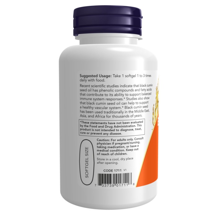 Олія насіння чорного кмину - 1000 мг - 60 капсул