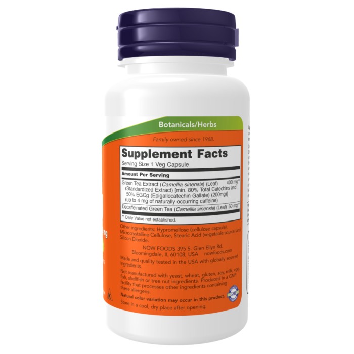 Екстракт зеленого чаю EGCg 400 мг - 180 вегетаріанських капсул