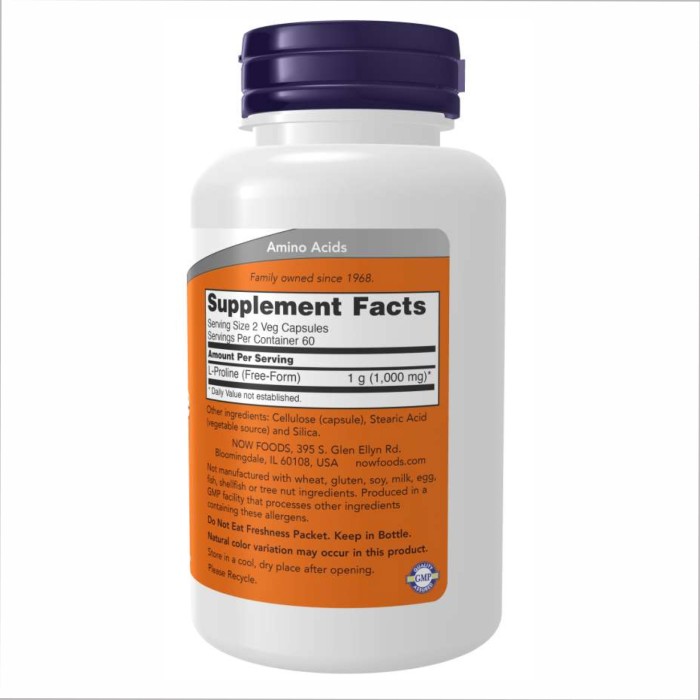 L-пролін 500 мг - 120 вегетаріанських капсул