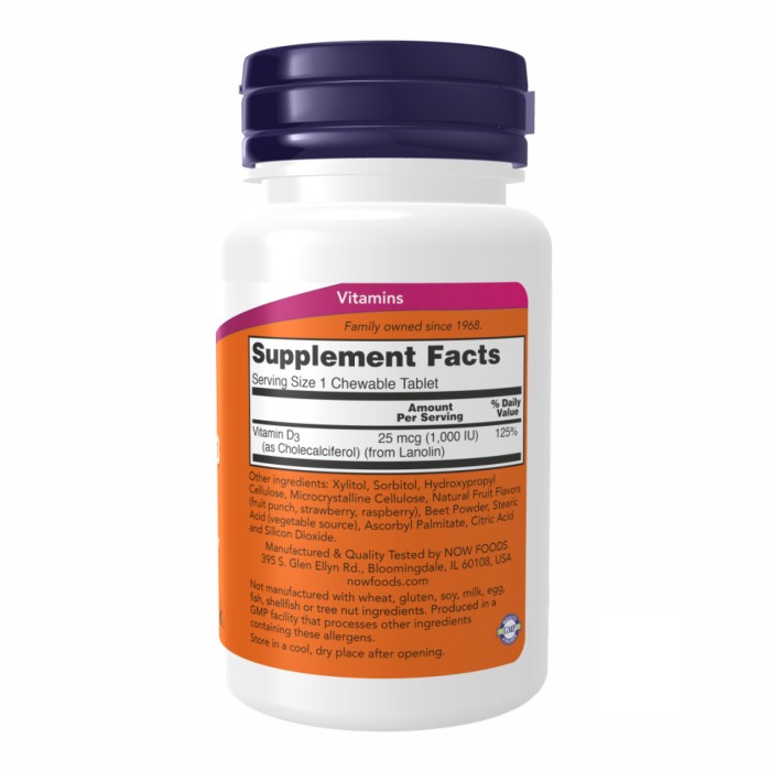 VIT D-3 1000 МО жувальний фруктовий - 180 лоц