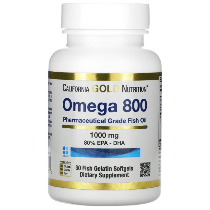 Жирні кислоти California Gold Nutrition Omega 800, 30 рибних капсул