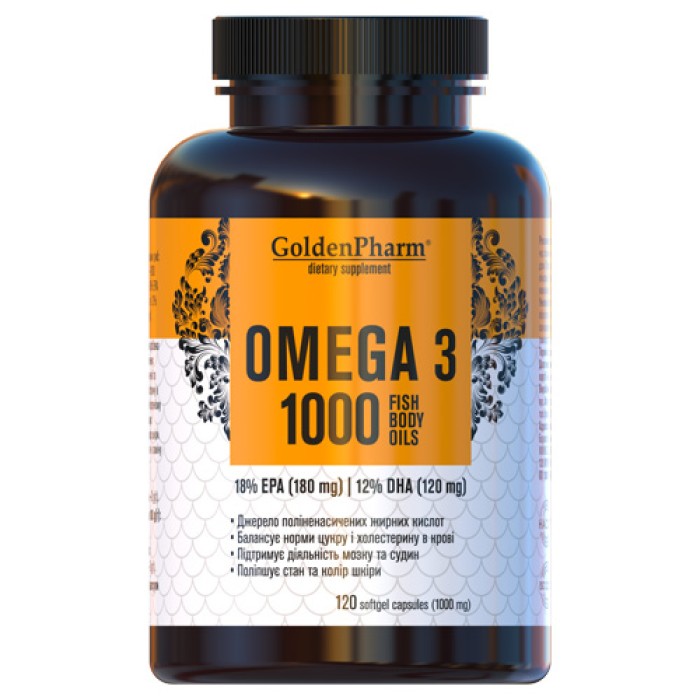 Жирні кислоти Golden Pharm Omega-3 1000 mg, 120 капсул