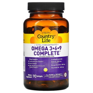 Жирні кислоти Country Life Omega 3-6-9 Complete, 90 капсул