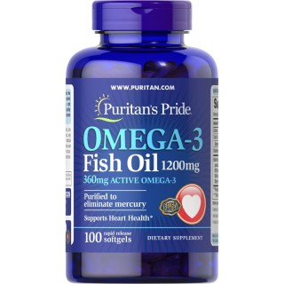Жирные кислоты Puritans Pride Omega 3 Fish Oil 1200 mg, 100 капсул