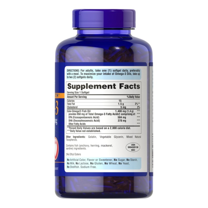 Жирні кислоти Puritan's Pride Triple Strength Omega 3 Fish Oil 1400 mg, 240 капсул