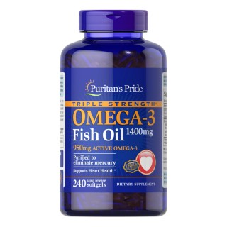 Жирные кислоты Puritan's Pride Triple Strength Omega 3 Fish Oil 1400 mg, 240 капсул