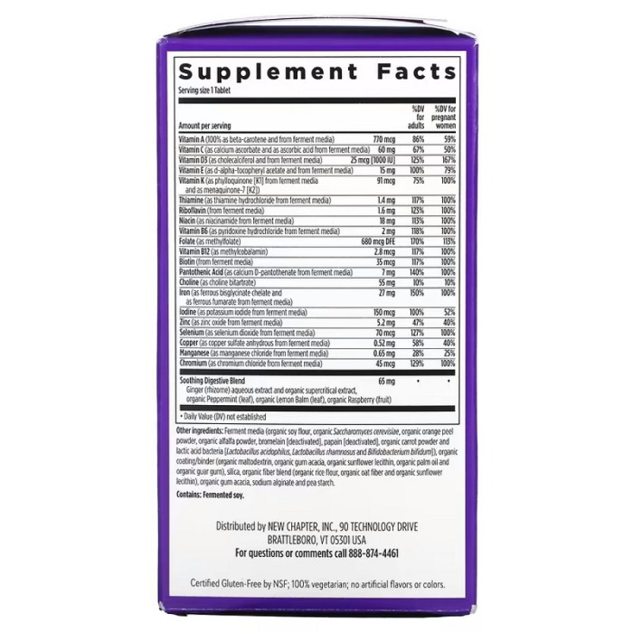 Вітаміни та мінерали New Chapter One Daily Prenatal Multivitamin, 30 таблеток