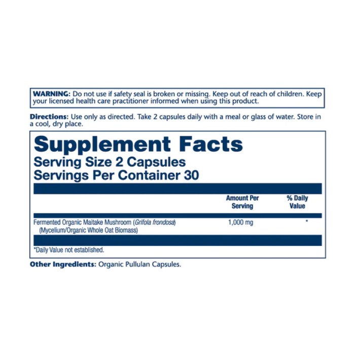 Ферментированный майтаке, выращенный органическим способом, 1000 мг - 60 капсул