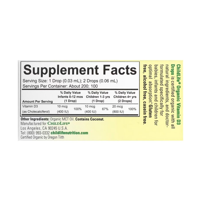 Органічні краплі вітаміну D3 - 6,25 мл