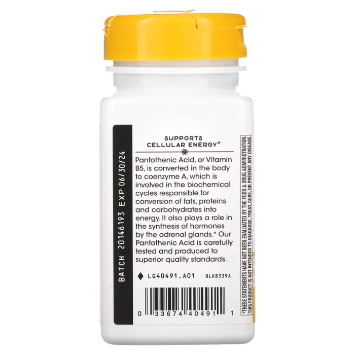 Вітаміни та мінерали Nature's Way Pantothenic Acid, 100 капсул