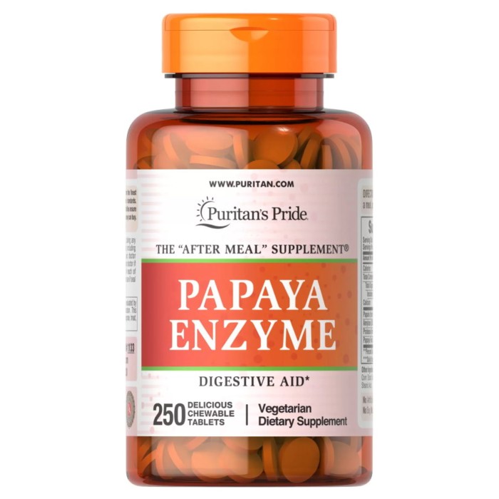 Натуральна добавка Puritan's Pride Papaya Enzyme, 250 жувальних таблеток