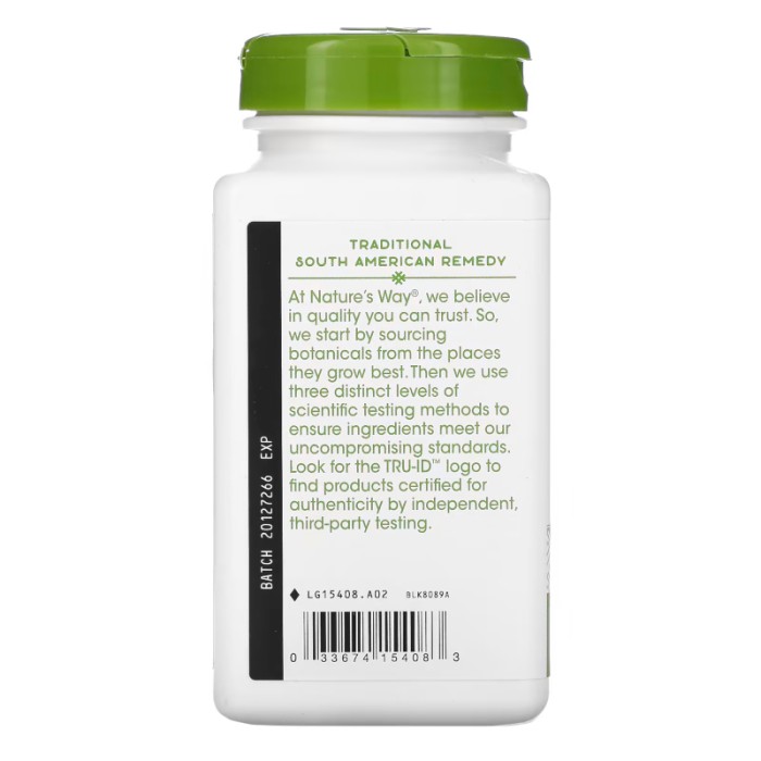 Натуральна добавка Nature's Way Pau D'Arco, 180 вегакапсул