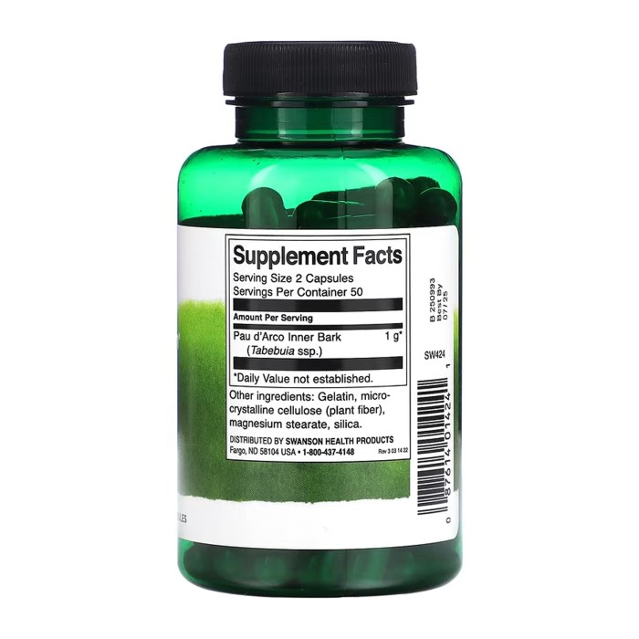 Pau d'Arco 500 mg - 100caps (Пошкоджено банку)