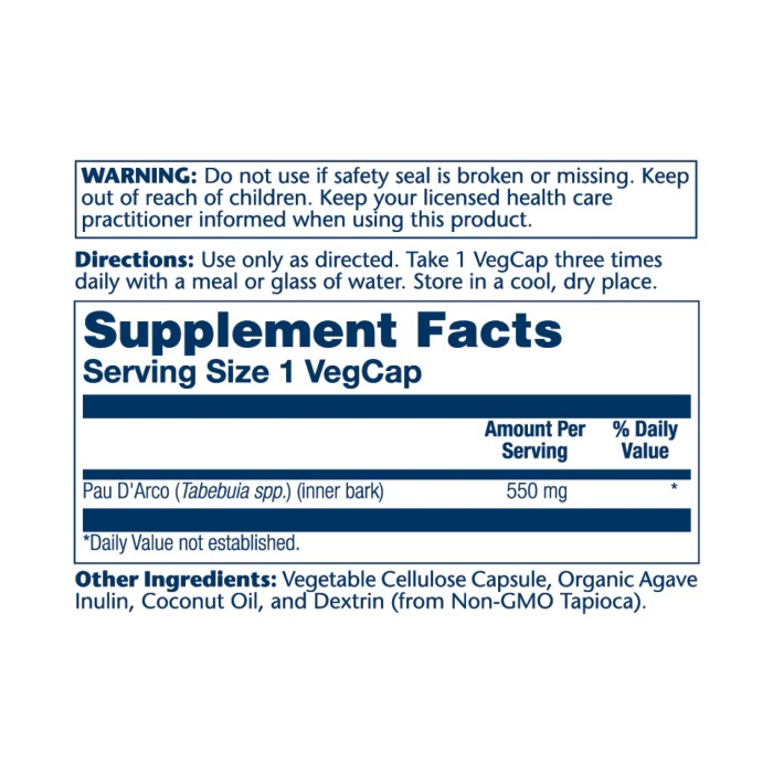 Кора пау д'Арко 550 мг - 100 растительных капсул