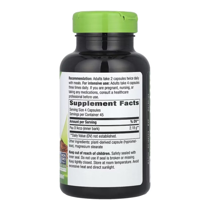 Внутрішня кора Pau D'Arco - 180 капсул