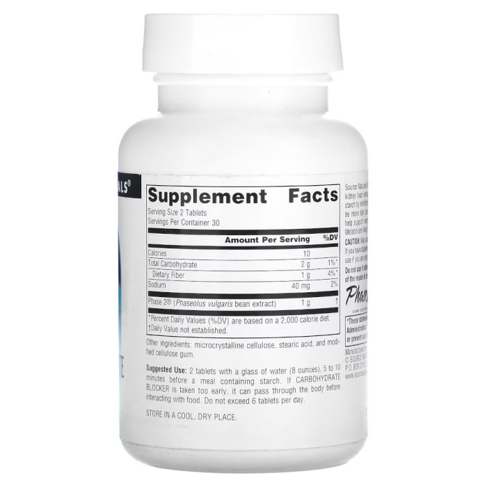 Натуральна добавка Source Naturals Phase 2 Carbohydrate Blocker, 60 таблеток