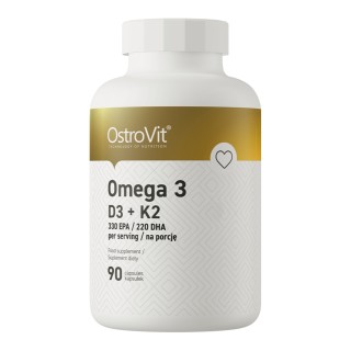 Жирные кислоты OstroVit Omega 3 D3+K2, 90 капсул