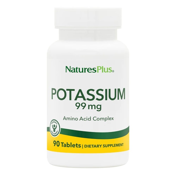 Витамины и минералы Natures Plus Potassium 99 mg, 90 таблеток