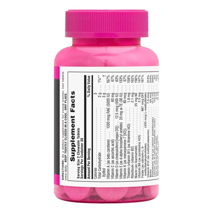 Вітаміни та мінерали Natures Plus Power Teen for Her, 60 жувальних таблеток Лісова ягода