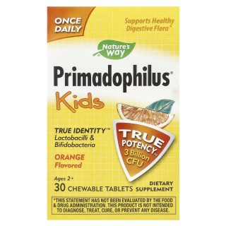 Пробіотики і пребіотики Nature's Way Primadophilus Kids 3 Billion CFU, 30 жевательных таблеток Апельсин