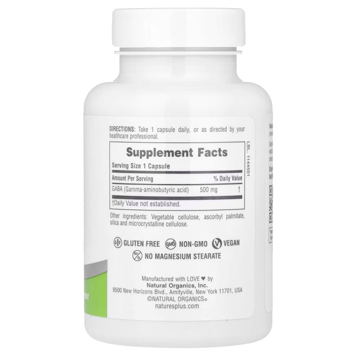 Амінокислота Natures Plus PRO GABA 500 mg, 60 капсул