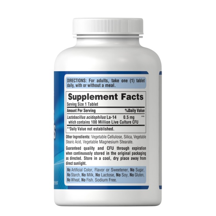 Пробіотики і пребіотики Puritan's Pride Probiotic Acidophilus, 250 таблеток