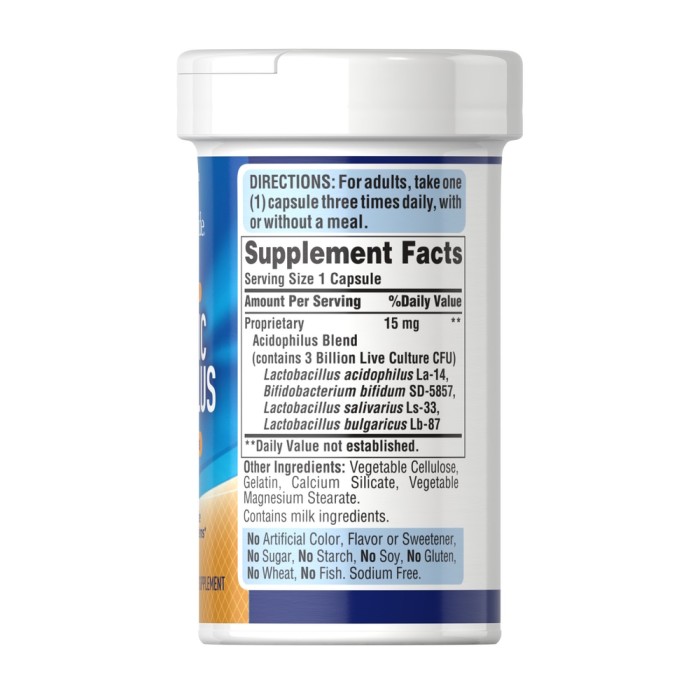 Пробіотики і пребіотики Puritan's Pride Probiotic Acidophilus 3 billion, 100 капсул