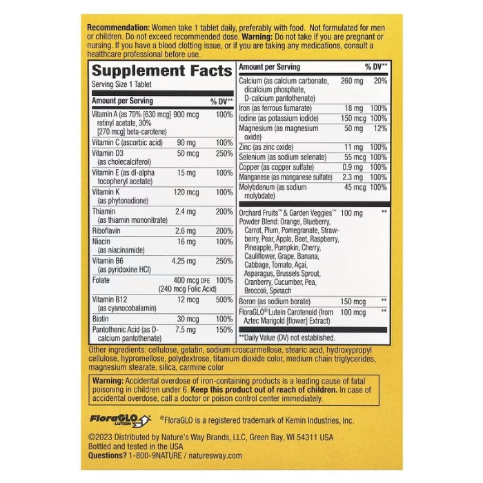 Вітаміни та мінерали Nature's Way Alive! Women's Complete Multivitamin, 50 таблеток