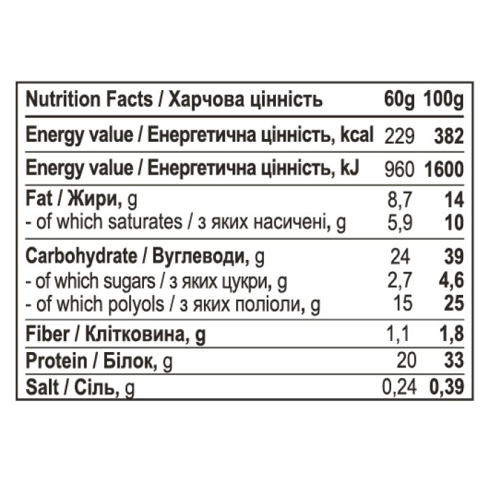 Протеїновий батончик - 60г карамельний крем (Поштучно)