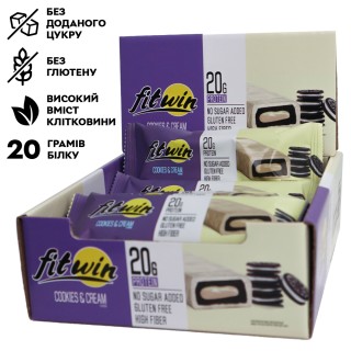 Батончик FitWin Protein Bar 33%, 12x60 грамм Печенье-крем