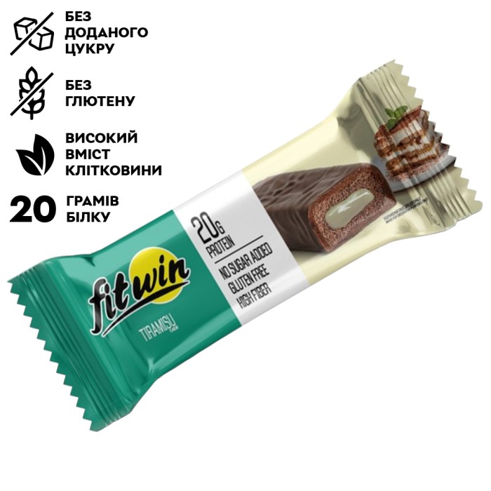 Батончик FitWin Protein Bar 33%, 60 грам Тирамісу