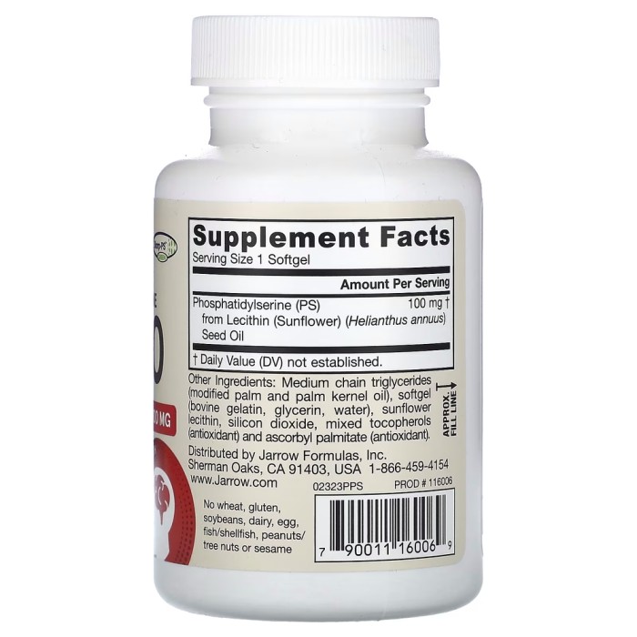 Естественная добавка Jarrow Formulas PS100 100 mg, 60 капсул