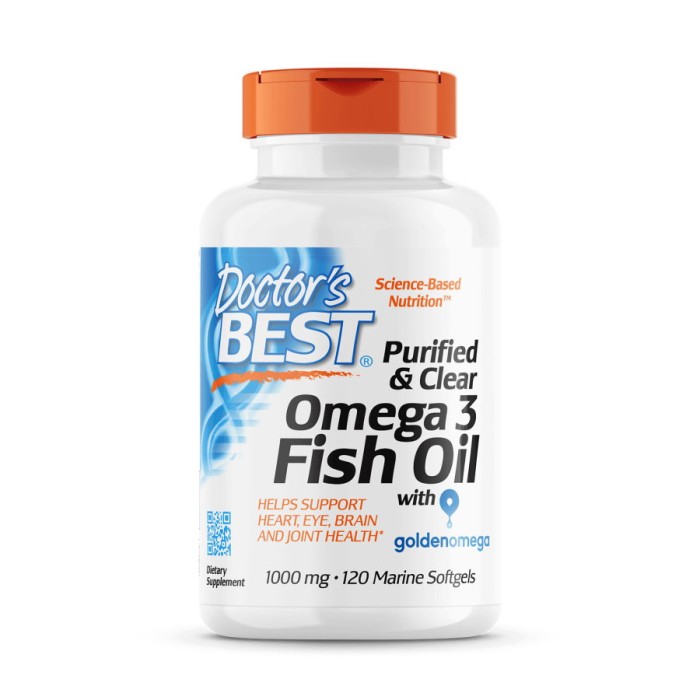 Жирні кислоти Doctor's Best Purified & Clear Omega 3 Fish Oil, 120 капсул
