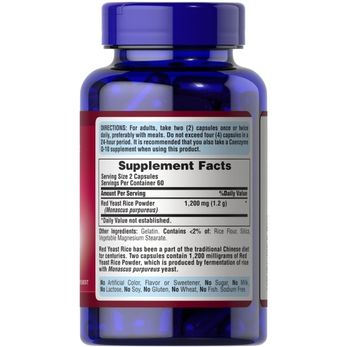 Натуральна добавка Puritan's Pride Red Yeast Rice 600 mg, 120 капсул