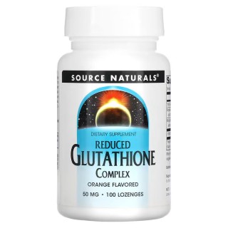 Натуральна добавка Source Naturals Reduced Glutathione Complex, 100 льодяників Апельсин