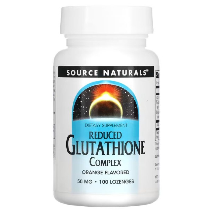 Натуральна добавка Source Naturals Reduced Glutathione Complex, 100 льодяників Апельсин
