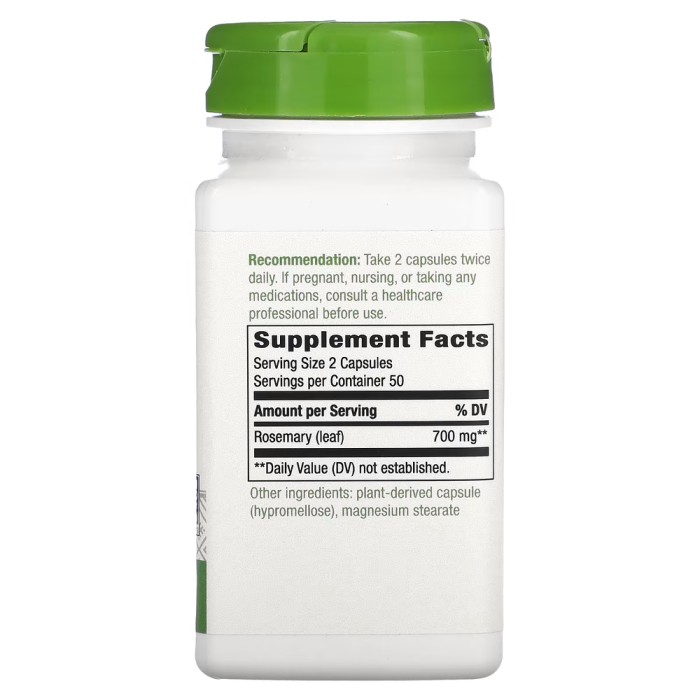 Натуральна добавка Nature's Way Rosemary Leaves, 100 капсул