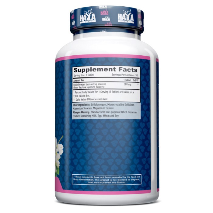 Натуральна добавка Haya Labs Rutin, 50 таблеток