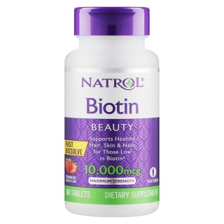 Вітаміни та мінерали Natrol Biotin 10000 mcg, 60 таблеток - полуниця