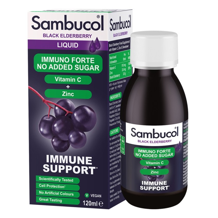 Натуральна добавка Sambucol Black Elderberry Immuno Forte Sugar Free, 120 мл