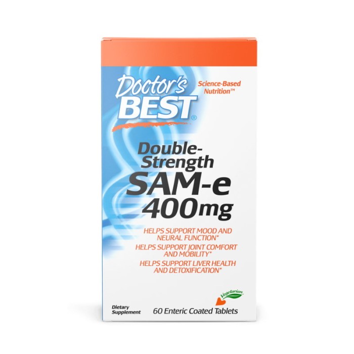 Аминокислота Doctor's Best SAM-e (S-Adenosyl-L-Methionine) 400 mg, 60 таблеток