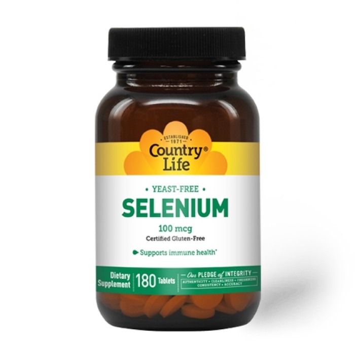 Вітаміни та мінерали Country Life Selenium 100 mcg, 180 таблеток