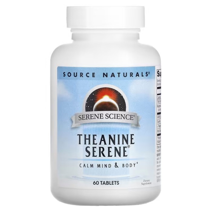 Амінокислота Source Naturals Serene Science Theanine Serene, 60 таблеток