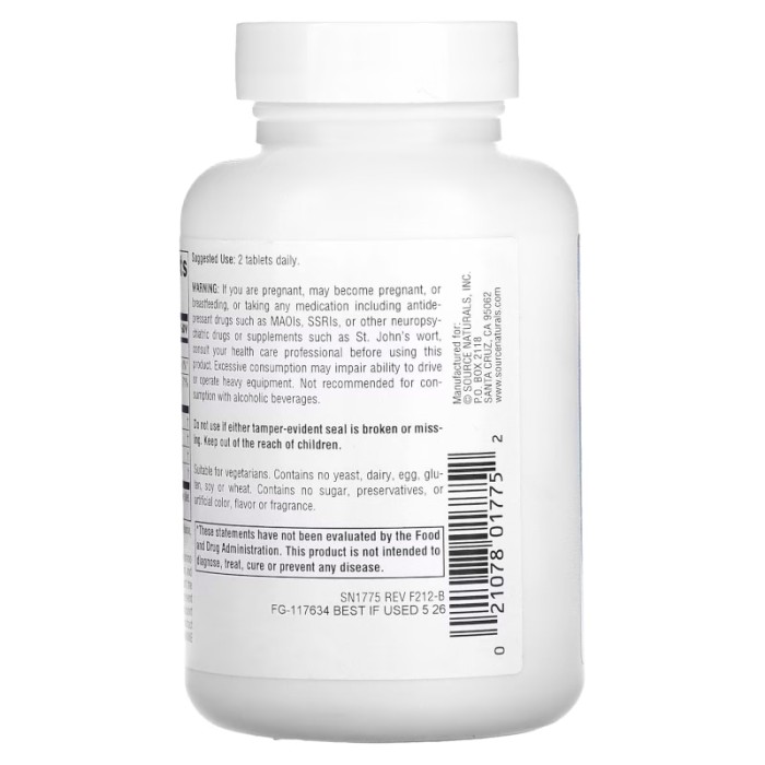 Амінокислота Source Naturals Serene Science Theanine Serene, 60 таблеток