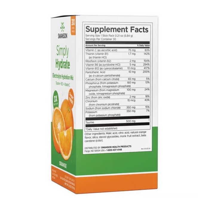 Суміш для гідратації Simply Hydrate Electrolyte - 30 упаковок, апельсинового кольору (до 03.26)
