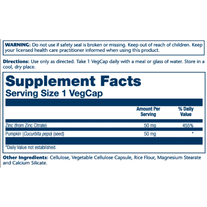 Цитрат цинка 50 мг - 60 растительных капсул